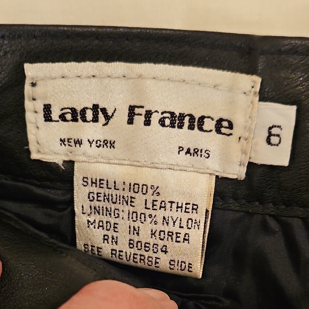 Lady France -Black Leather Skirt- Size 6 - Picture 3 of 9
